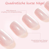 Kiiwah 48 Stück kurze quadratische Nägel, rosa, künstliche Nägel, zum Aufkleben, kurze Nagelspitzen, falsche Nagelspitzen