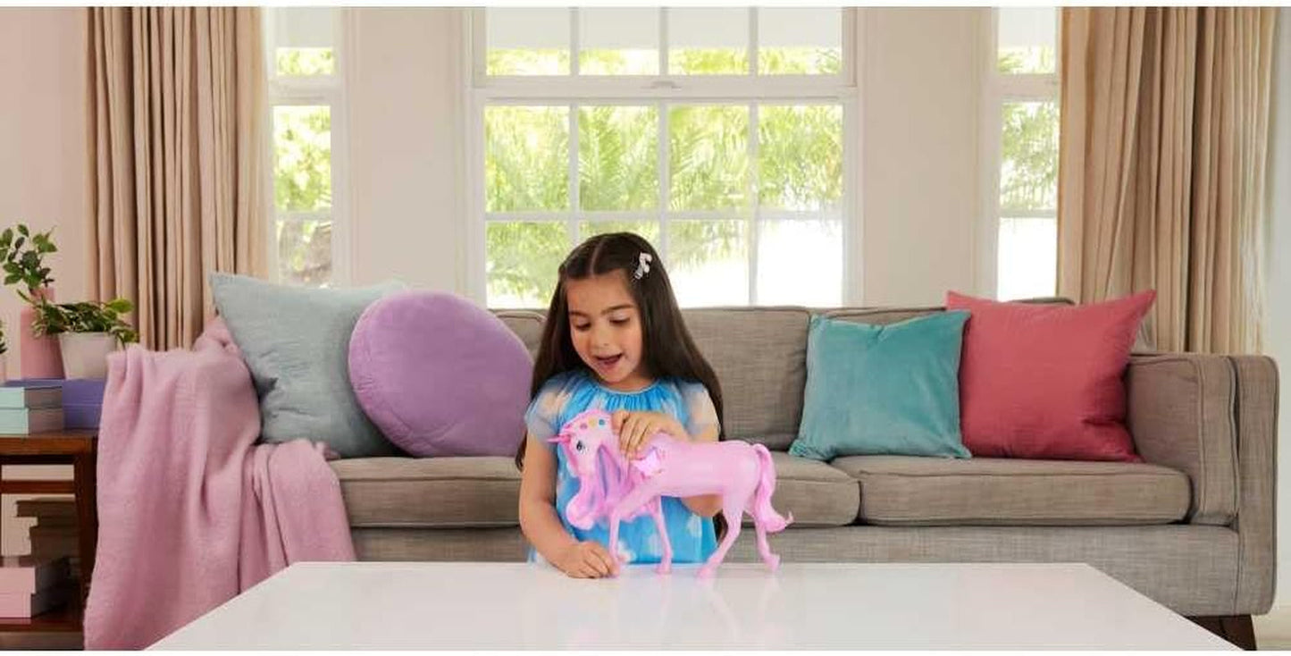 Barbie-Einhorn, das im Dunkeln leuchtet, mit 20 interaktiven Kombinationen aus Licht-, Sound- und Musikeffekten zum Spielen per Knopfdruck und Kopfstreicheln, JCP78