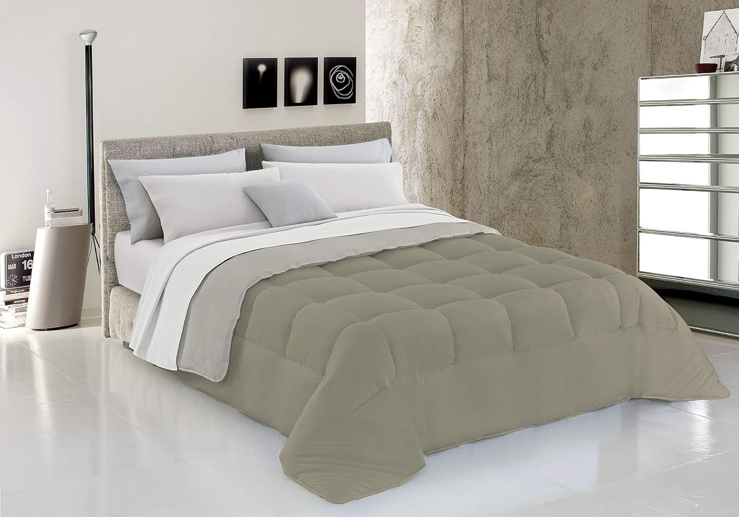 Italienische Bettwäsche, Winterdecke, Taupe/Creme, 250 x 200 cm. Steppdecken und Steppdecken Naty Shop Tortora/Panna 150 x 200 cm