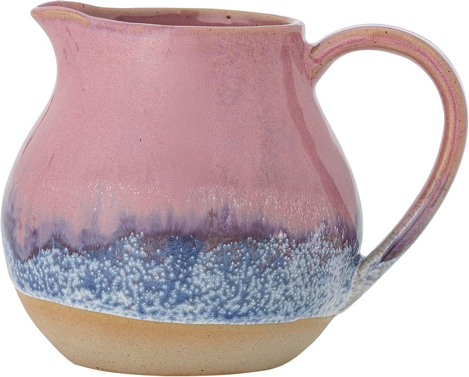 Bloomingville Paula Milchbecher aus Steinzeug – dekoratives Design, perfekt für den Frühstückstisch, mit natürlicher Textur, 435 ml (Pink)