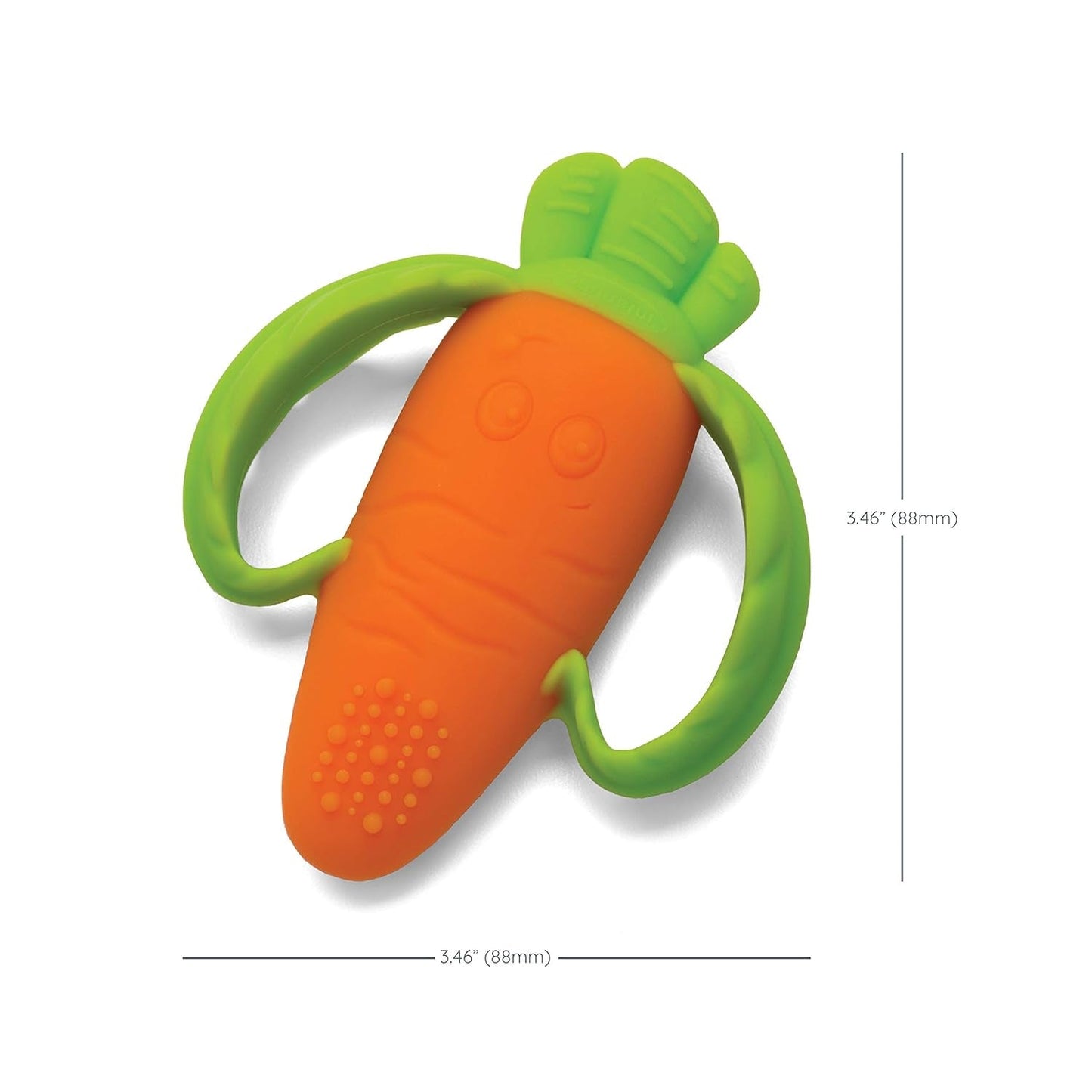 Infantino Lil' Nibbles, Beißring aus strukturiertem Silikon, BPA-freies Baby-Beißspielzeug, weich, leicht zu halten, sensorische Stimulation für Kleinkinder, Karotte