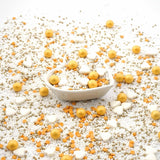 Streusel Glück, Streusel mit weißen Herzen und goldenen Kugeln, 40 Gramm Streusel Naty Shop