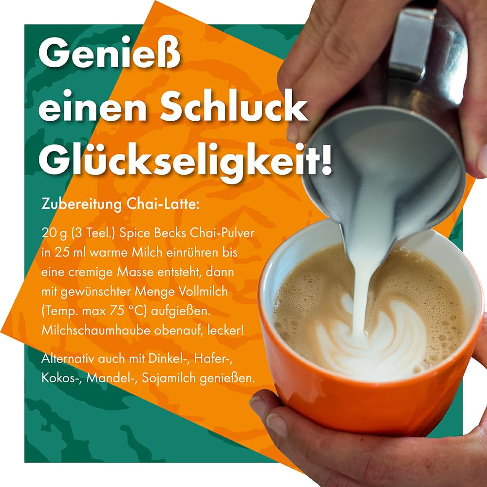 Becks Cocoa Om Masala Chai Tea Bio – Indischer Schwarztee mit traditionellen Gewürzen wie Zimt, Kardamom und Ingwer – Perfekt für Chai Latte, 300 g