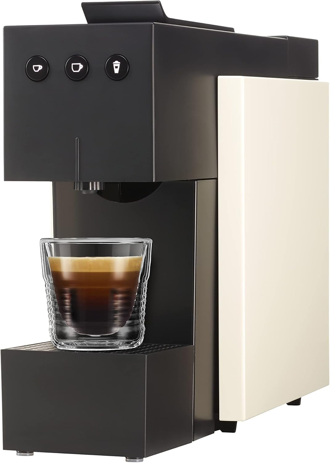 Espressomaschine mit K-FEE SQUARE Kapseln für Kaffee, Tee und Kakao | Kompakter Espresso | Schnelles Aufheizen | 0,8 l Wassertank | 19 Takte | Klavierschwarz