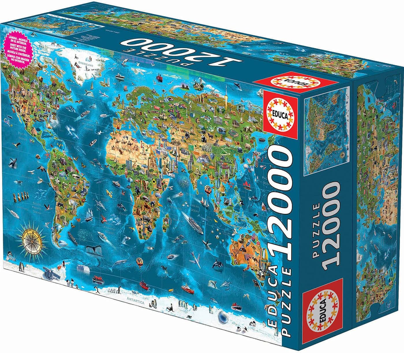 Educa – Wunder der Welt, Puzzle 12000 Teile Erwachsene und Kinder ab 14 Jahren, Weltkarte (19057) Puzzle Naty Shop