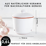 Römertopf Fresh Pot MINI 0,6 Liter – Knoblauchtopf aus Keramik – Atmungsaktiver Ton hält Gemüse länger frisch – Ideale Luftzirkulation – Weiße Frischhaltedosen Naty Shop
