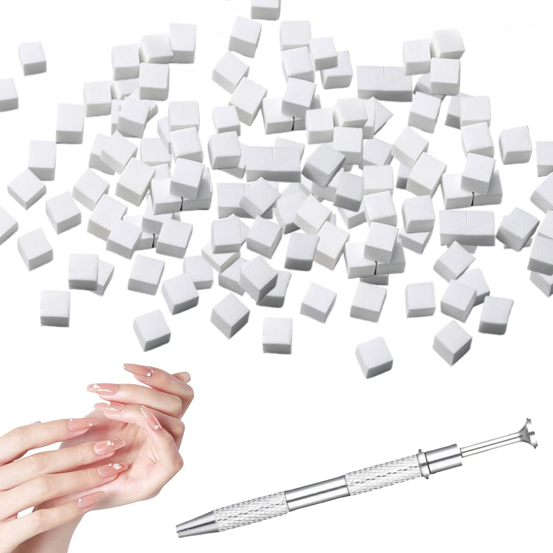 100 Stück Nail Art Schwamm mit Metallgreifer, Sponge Brush Applicator, Sponge Nagel Pinsel, Maniküre Zubehör für Nägel, um eine Varaudzen von Gradient Nail Art Patterns zu erstellen
