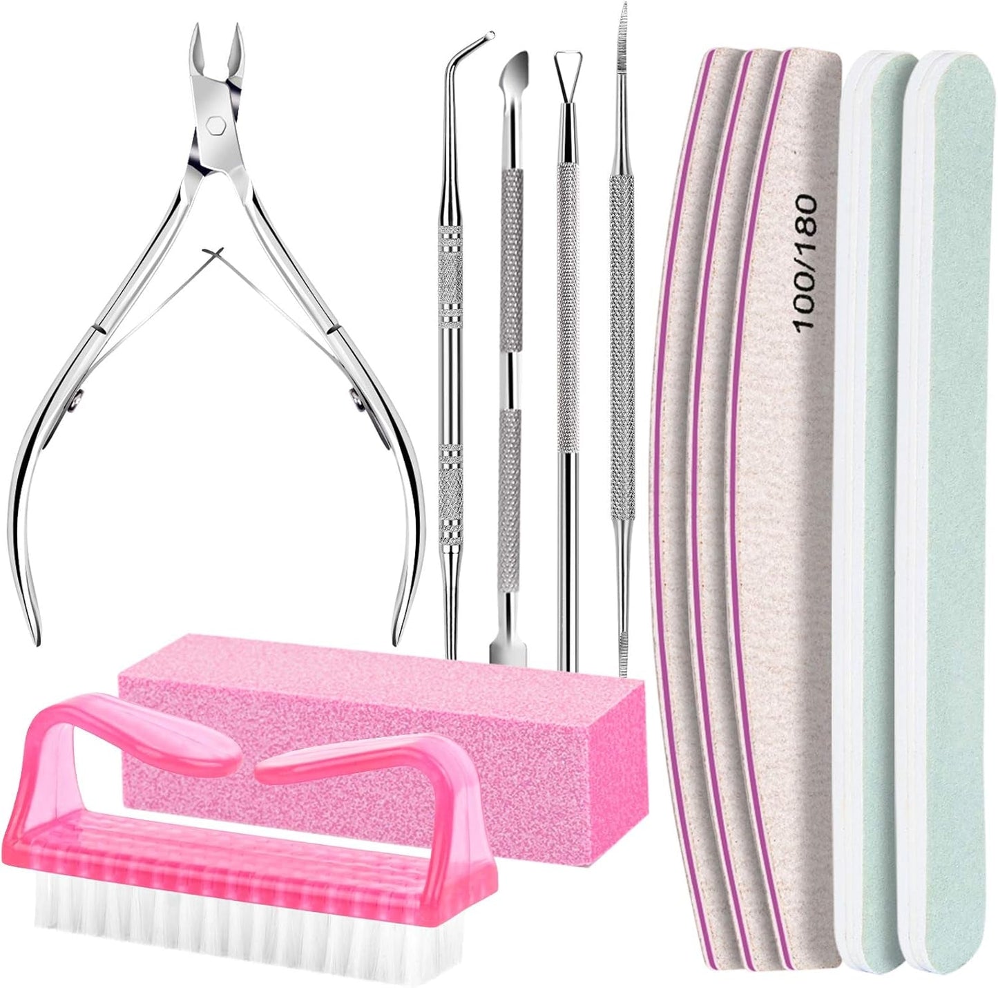 FANDAMEI Maniküre-Set, Buffer Für Nägel, Nagelfeile 100/180, Nagelfeilen Für Gelnägel, Nagelhautschieber, Buffer Für Gelnägel, Feilen Für Gelnägel, Nagelzange, Nagelfeilen Set, Maniküre & Pediküre Set