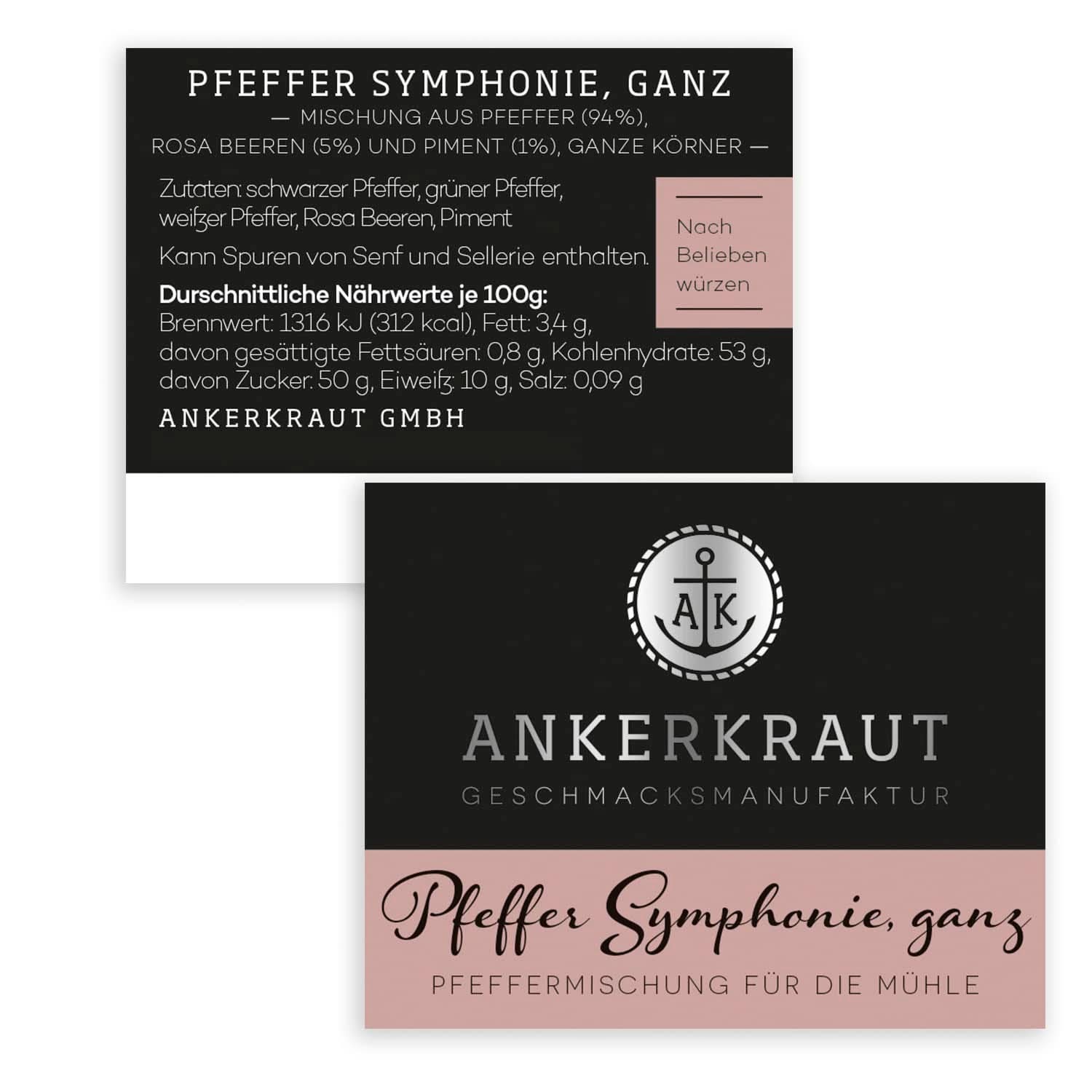 Ankerkraut Symphonie, Pfeffermischung zum Würzen mit Aroma und Geschmack, 140 Gramm Gewürze Naty Shop