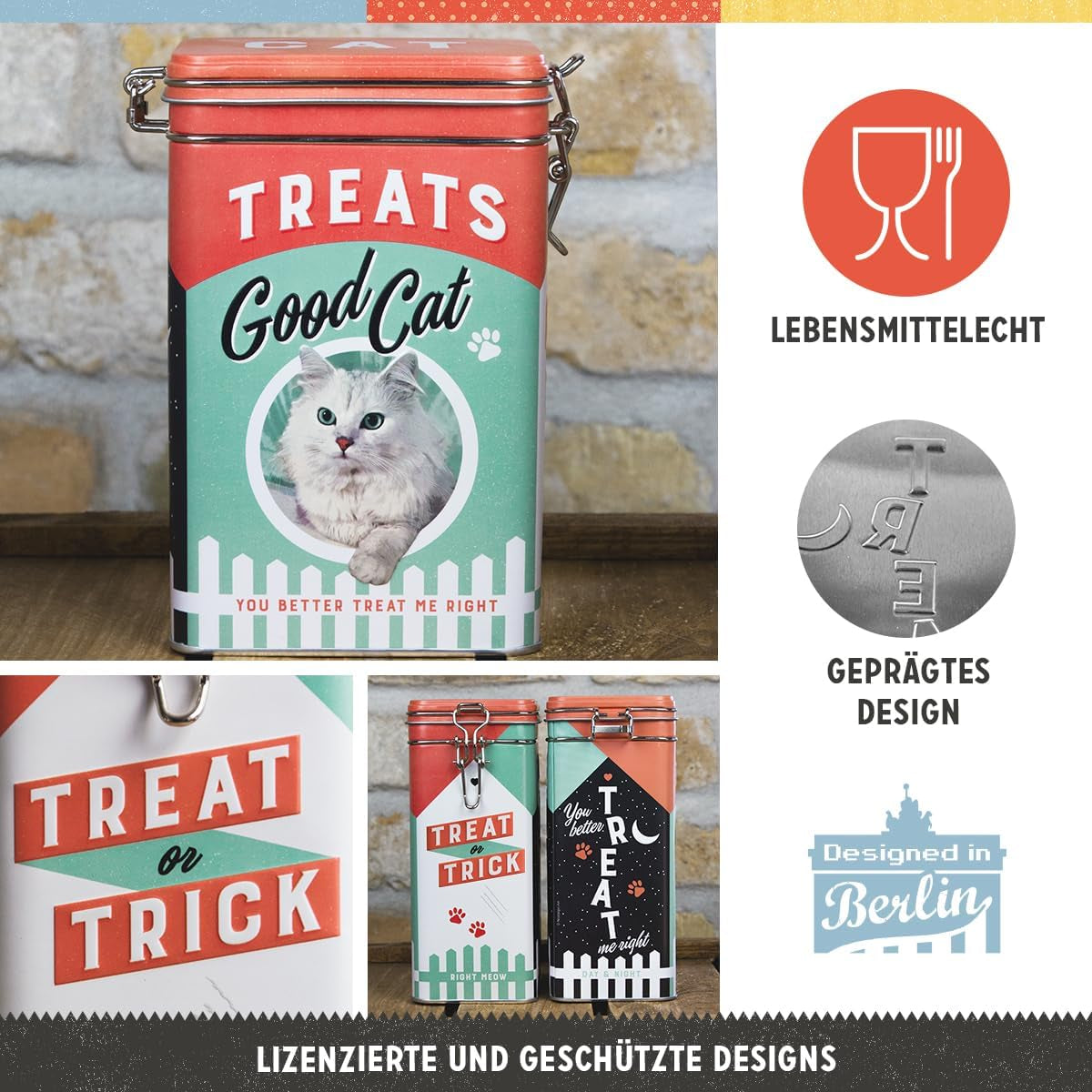 Nostalgic-Art Box mit Retro-Geschmack, 1,3 l, Good Cat Treats – Geschenkidee für Katzenbesitzer, im Vintage-Design, im Vintage-Design. Frischhaltedosen von Naty Shop