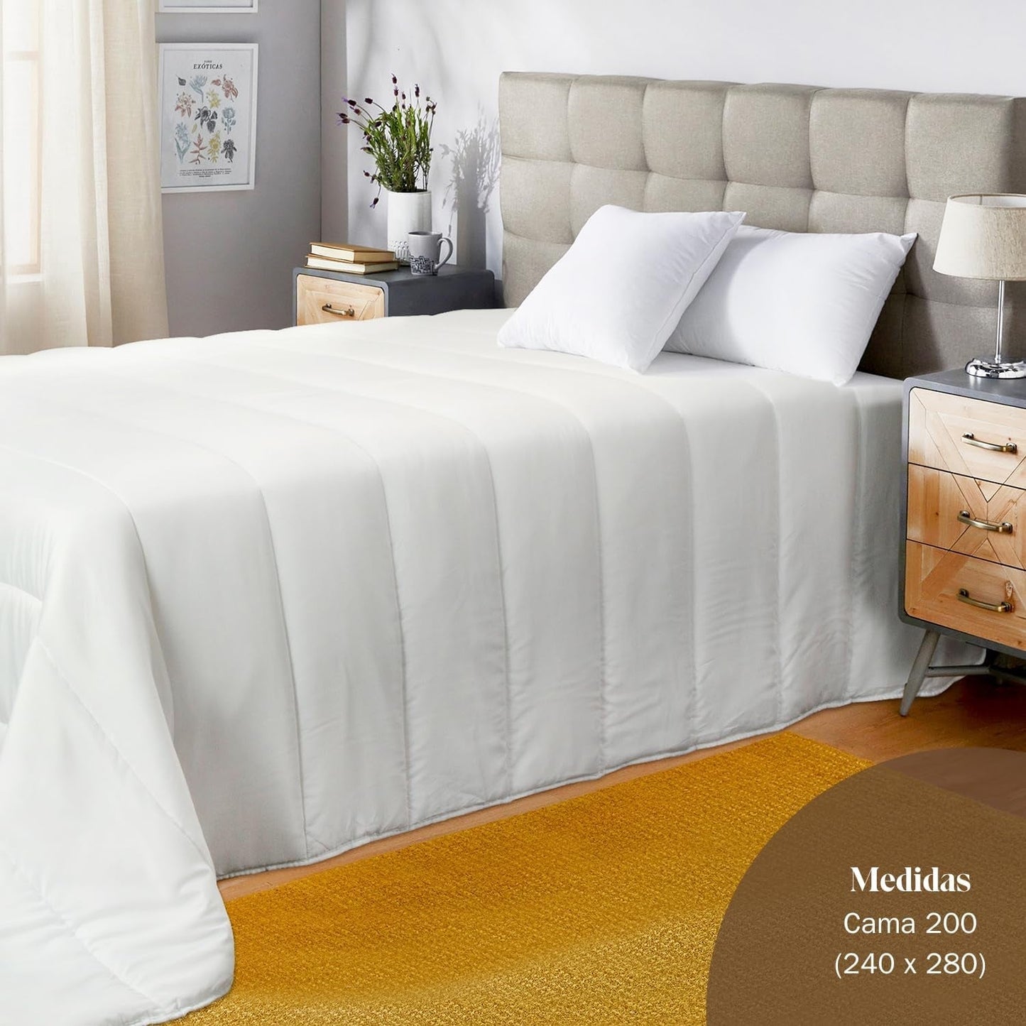 Pikolin Home – 400 g Anti-Milben-Bettdecke, geeignet für Winterräume und niedrige Temperaturen, Bett 200–240 x 280 cm. Steppdecken und Steppdecken Naty Shop