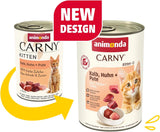 animonda Carny Katzen Nassfutter Kitten Chicken + Pute (12 x 400g), Kitten getreidefreies Katzennassfutter ohne Zucker für wachsende Kätzchen bis 1 Jahr, mit frischen Zutaten