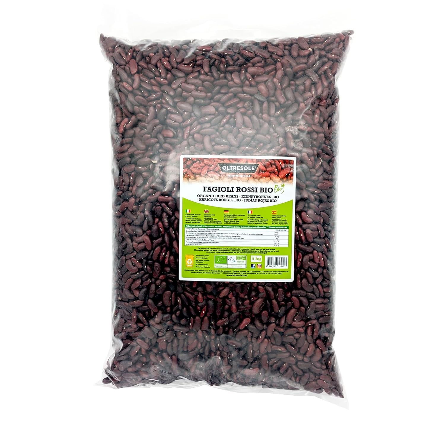 Bio-Rotbohnen 1 kg, getrocknete Bio-Hülsenfrüchte aus kontrolliertem Anbau, reich an Proteinen und Mineralstoffen, ideal für kalorienarme, vegane und vegetarische Ernährung