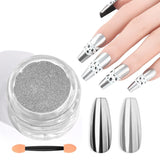 Saviland Chrom-Nagelpulver-Set – rosa Laser-Chrom-Nagelpulver mit Spiegeleffekt, Laser-Nagelkunst, Nagel-Glitzer-Maniküre-Dekorationspulver mit Schwammstäbchen, Nagel-Glitzer-Puder-Nagelstudio