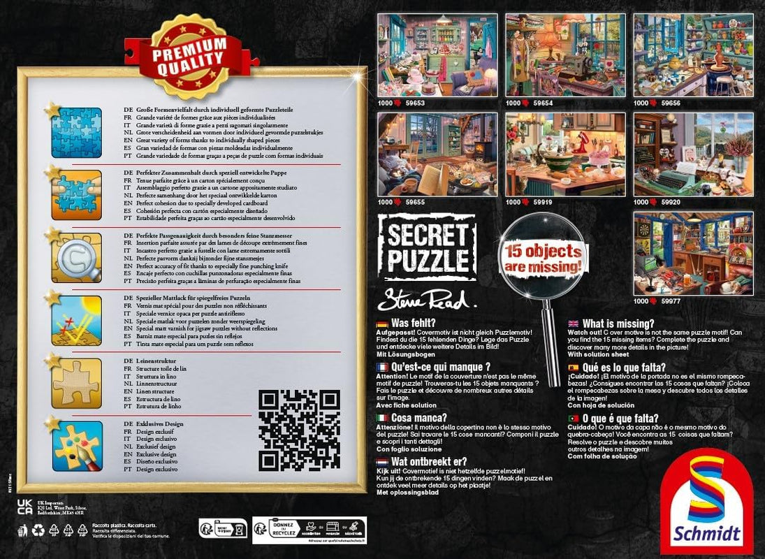 Schmidt Spiele 59655 Im Ferienhaus, 1000 Teile Geheimrätsel Puzzle Naty Shop
