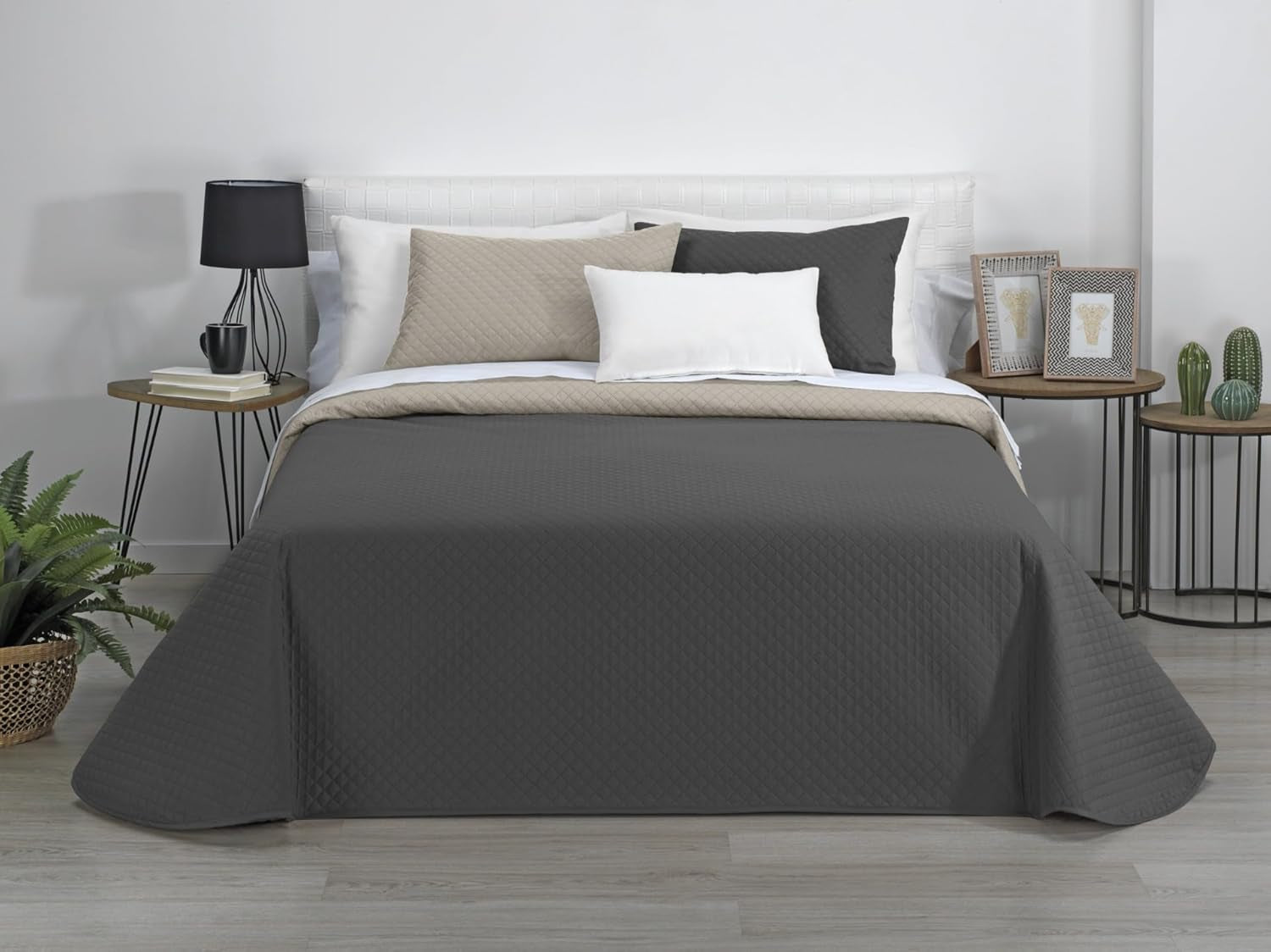 Estoralis | AVA | Wendedecke | Für alle Jahreszeiten | Farbe - Grau/Anthrazit | Für 105 cm breites Bett. (200 x 270 cm. Ancho X Alto) | Steppdecke Quilts und Quilts Naty Shop Standardtitel