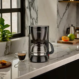 Grobfilterkaffeemaschine mit Glaskaraffe KA 12.17 | 0,6 Liter für 4 Tassen Kaffee | 600 Watt | Schwarz – Edelstahl