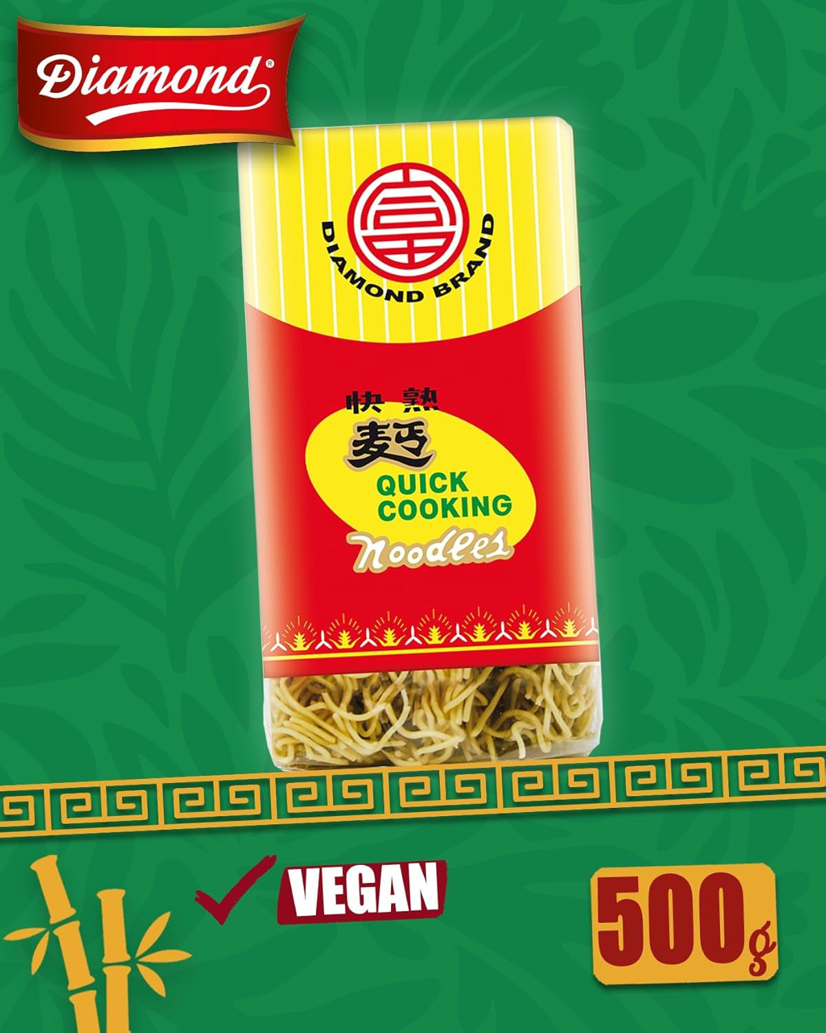 DIAMOND Instant-Nudeln ohne Ei, Instant-Wok-Nudeln aus Weizenmehl und Beilagen – 1 x 500 g