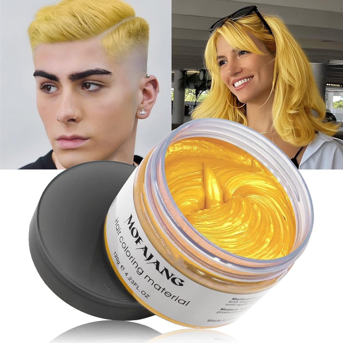 Temporäre Haarfarbe, Styling-Haarton für Männer und Frauen, natürliche Haarpomade, Haarfärbewachs für Party, Cosplay und Halloween, 4,23 oz (Silbergrau) Naty Shop Haarfarbe 9 Gold