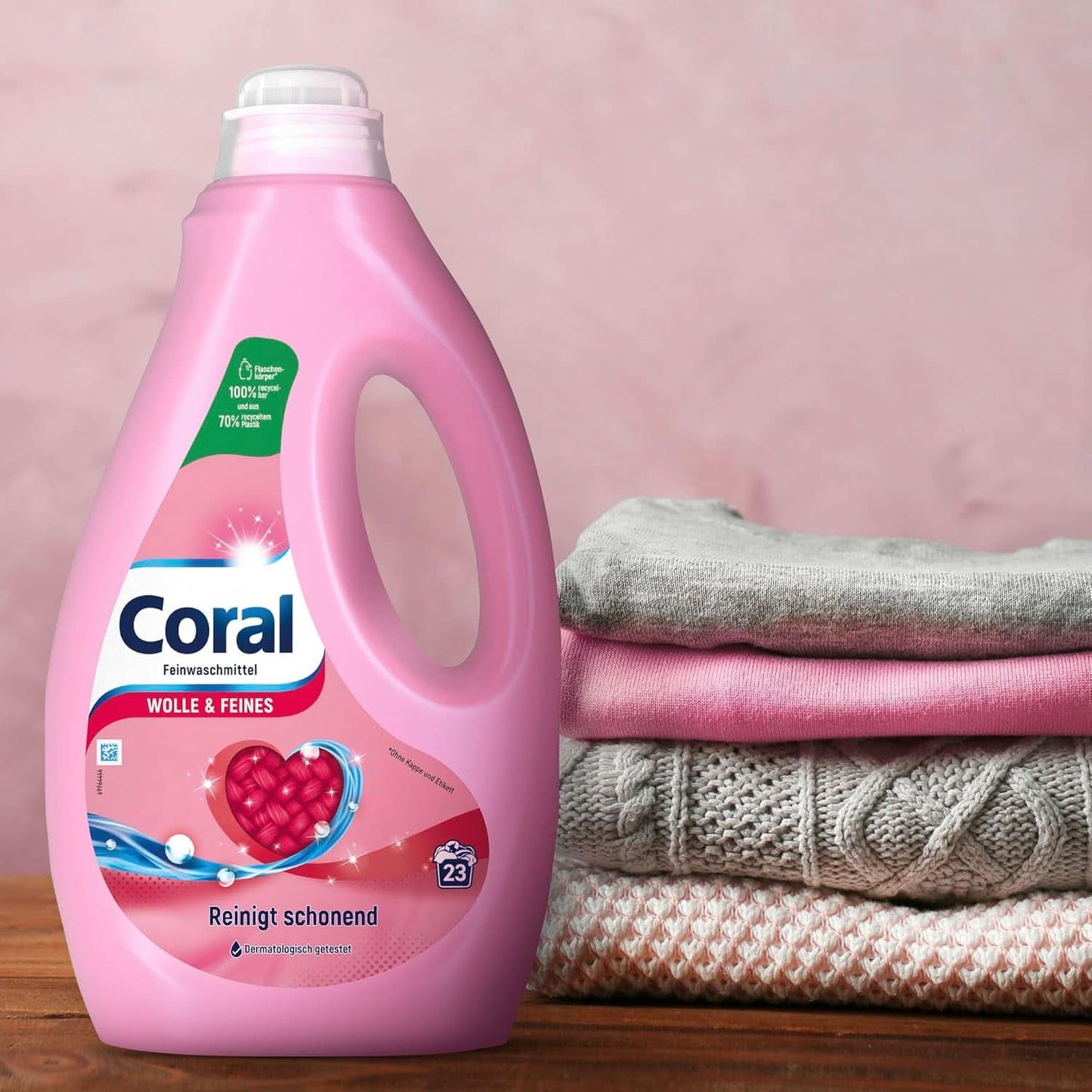 Coral Feinwaschmittel für Wolle und Feinwäsche, 23 Waschgänge, 1,15 Liter Waschmittel Naty Shop