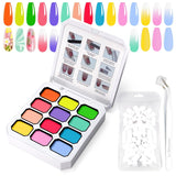 Farbverlaufs-Malgel, 12 Farben, Ombre-Gel-Nagellack mit 100 Nagelschwämmen und 4 Krallen, Metallgreifer für French-Maniküre, DIY-Nagelkunst, Set I