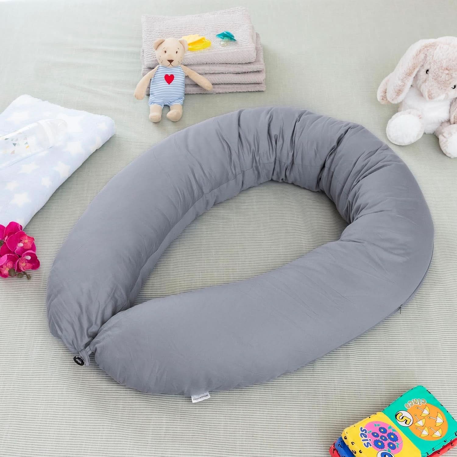 Innovagoods – Multifunktionales Stillkissen, ergonomisches Design für die Entspannung von Mutter und Kind, verstellbar für verschiedene Positionen, waschbar, farbig, Polycotton-Zubehör, Lebensmittel und Stillen, Baby Naty Shop