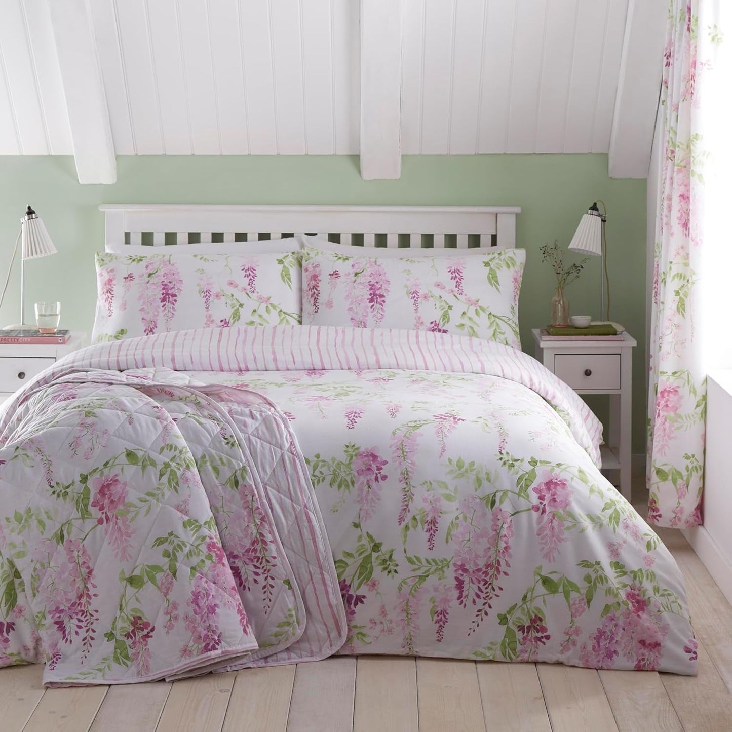 Dreams & Drapes Design – Wisteria – gesteppte Bettdecke – 200 cm x 230 cm in rosa Betten und Decken DREAMS AND DRAPES