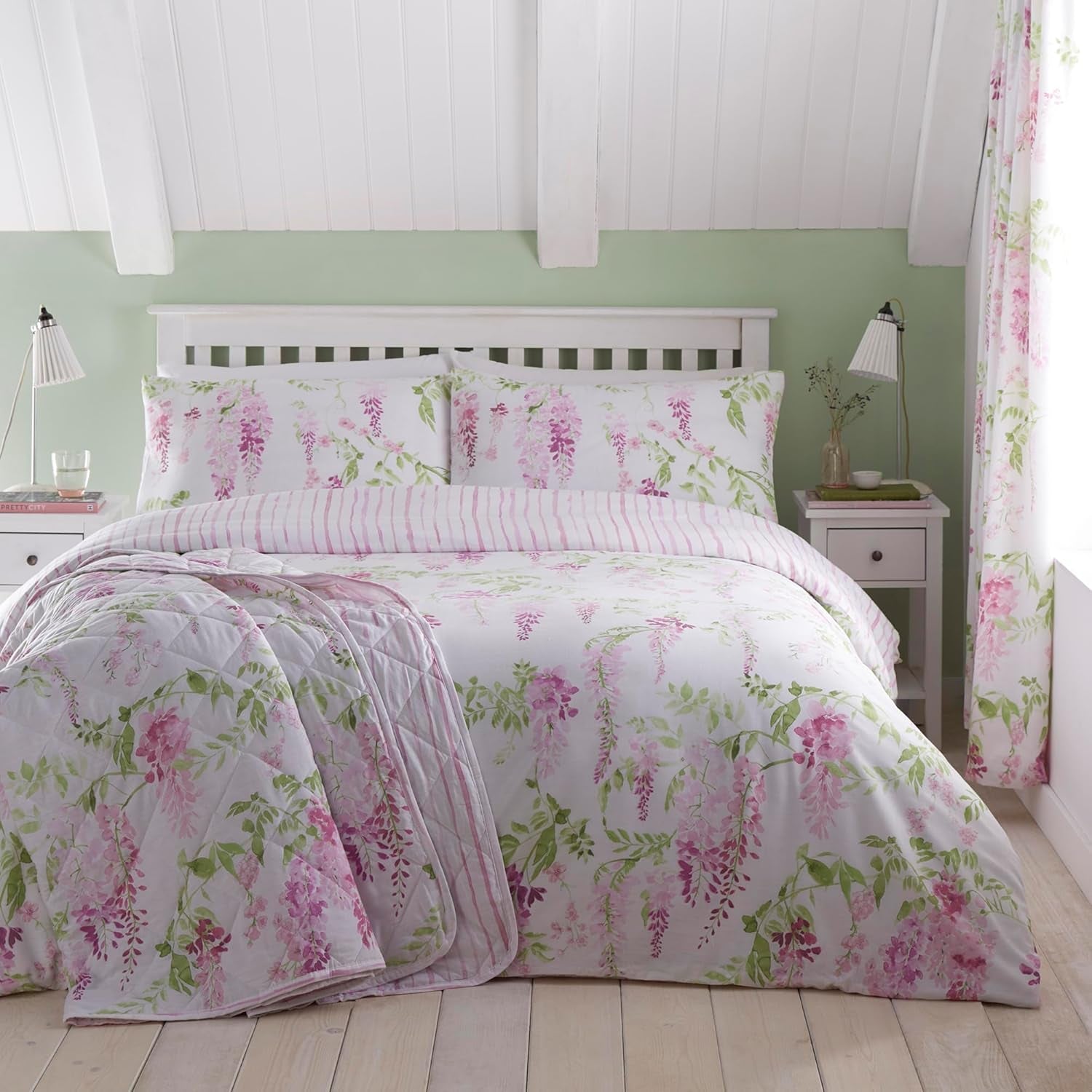 Dreams & Drapes Design – Wisteria – gesteppte Bettdecke – 200 cm x 230 cm in rosa Betten und Decken DREAMS AND DRAPES