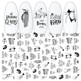 JMEOWIO Nagelsticker Geometrie 10 Blatt Nagelaufkleber Selbstklebend Schwarzes Herz Unregelmäßig Geformt Nail Art Sticker Dekoration Nageldesign Zubehör