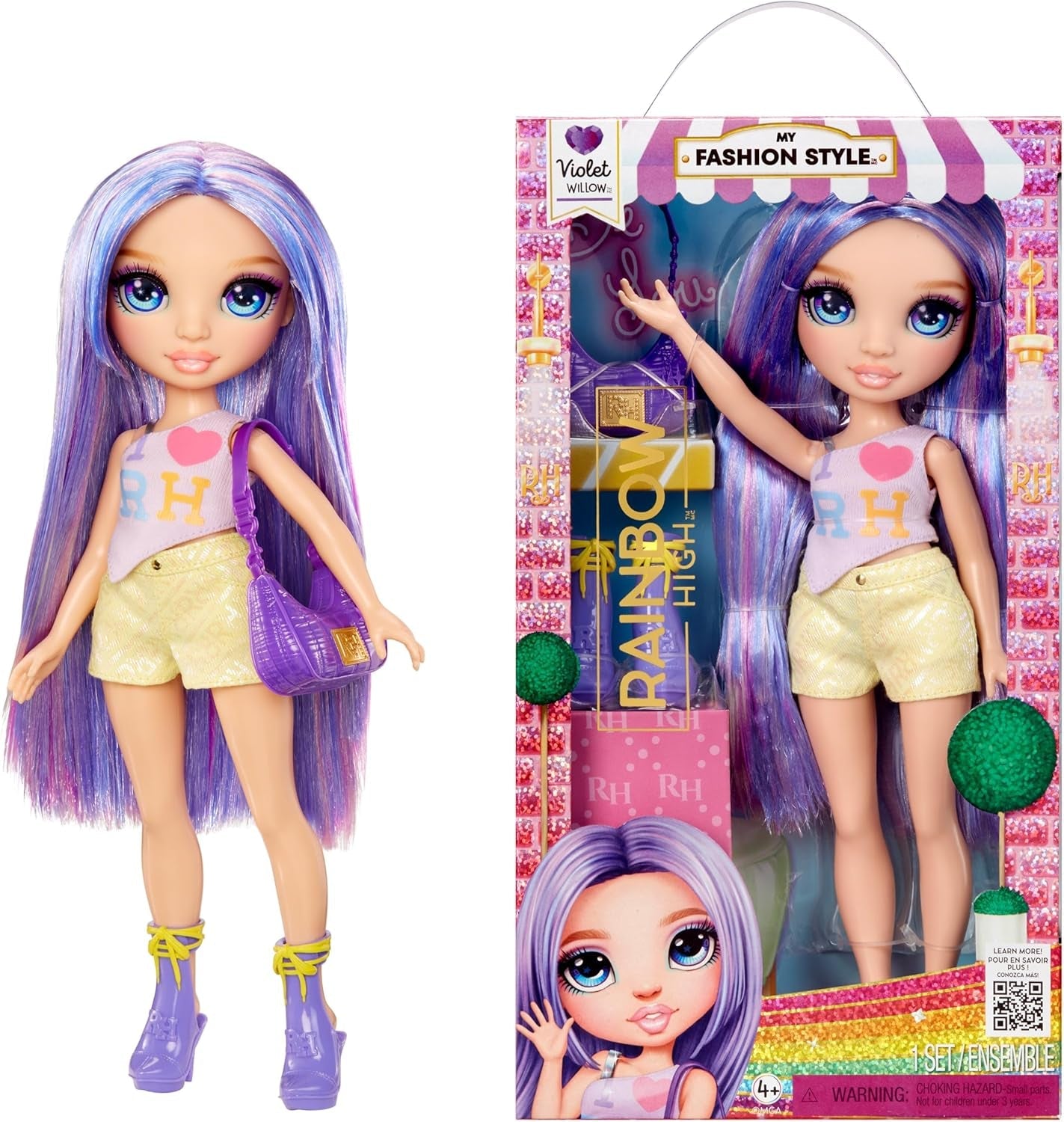 Rainbow High My Fashion Style Puppe – Lila – 28 cm Lila Modepuppe mit attraktivem Outfit und stylischer Tasche, zum Spielen, Posieren, Sammeln, für Kinder von 4–12 Jahren