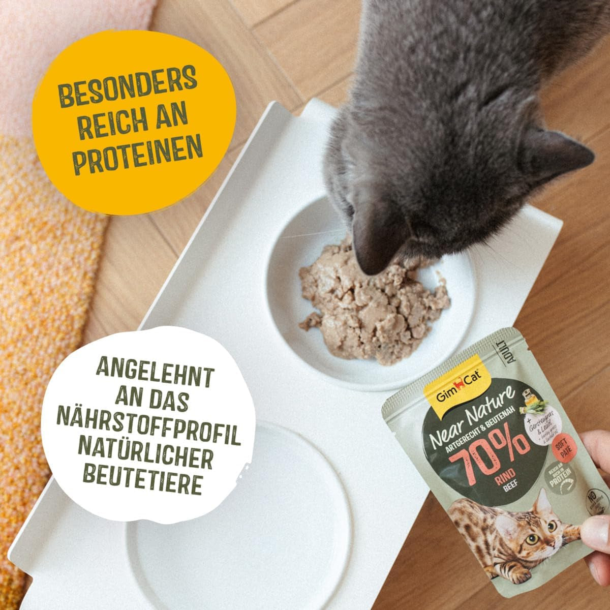 GimCat Near Nature Trial Mix 12er Pack – getreidefreies Nassfutter für Katzen ab 7 Monaten mit artgerechter und beutespezifischer Rezeptur – 12 Beutel (12 x 85 g)