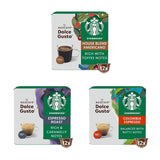 STARBUCKS Probierset, Espresso-Varianten von Nescafé Dolce Gusto Kaffeekapseln 6 x 12 (72 Kapseln) - Exklusiv bei Amazon