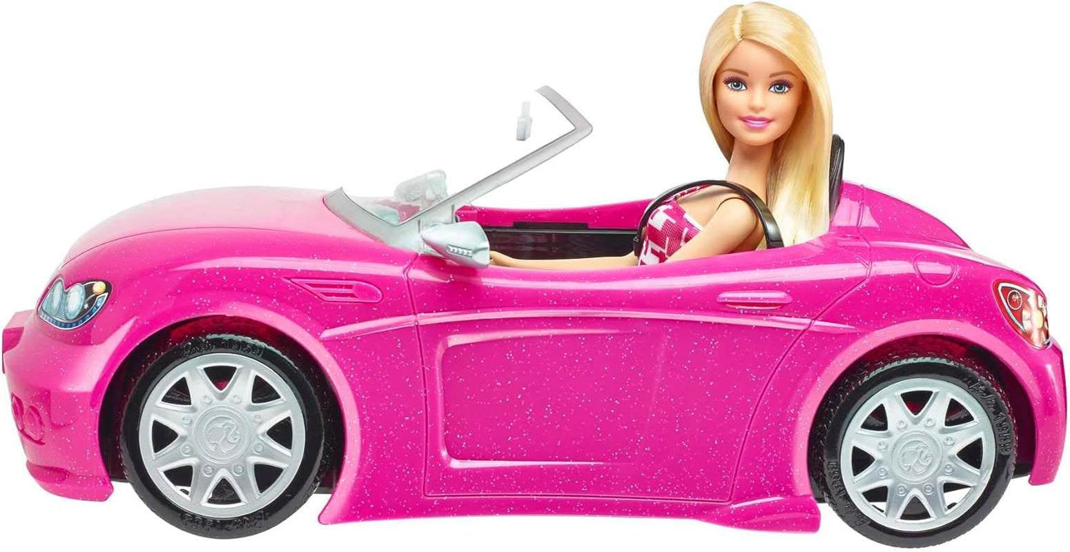 Barbie-Puppe und rosa glitzerndes Cabriolet, realistisches Reifenlogo, 3 Jahre altes Spielzeug, DJR55 Naty Shop Dolls
