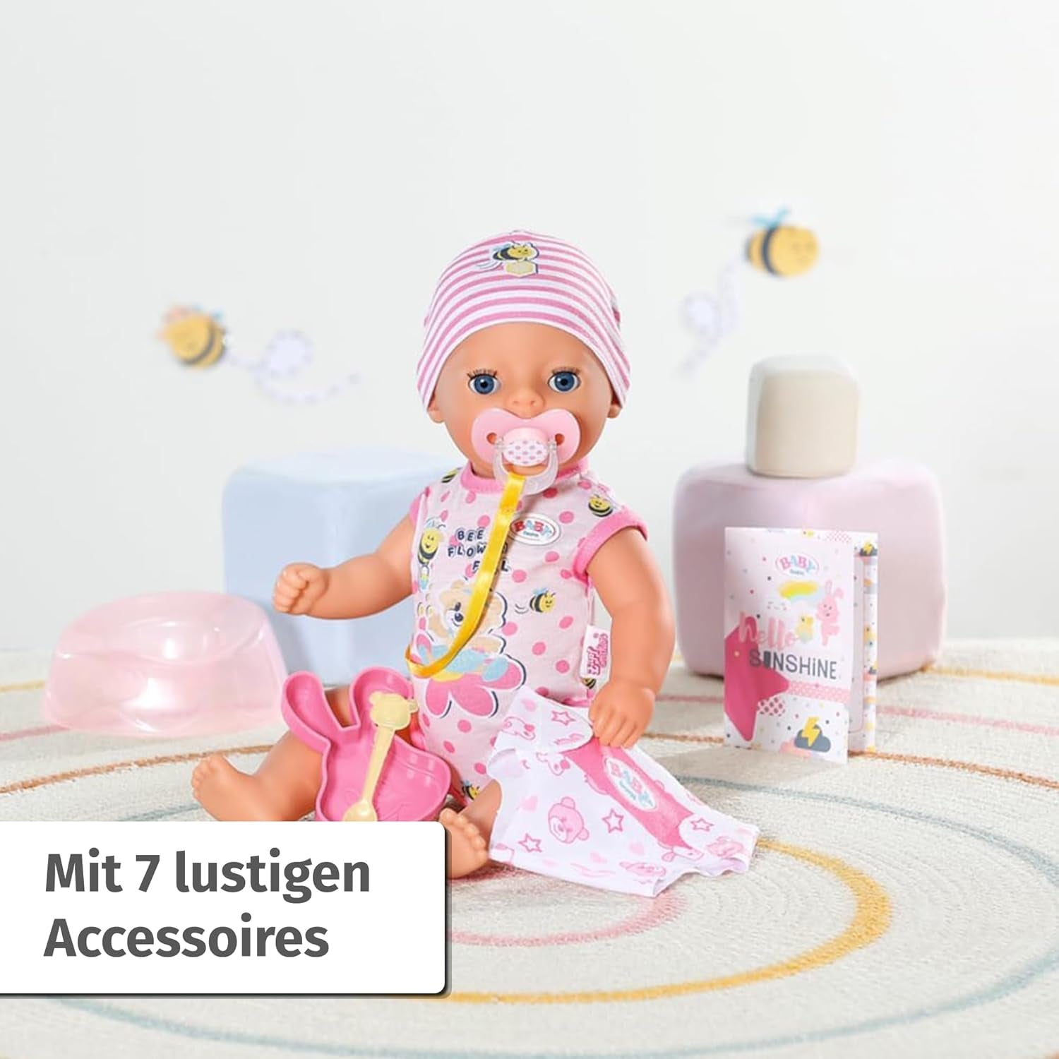BABY Born Lena (Mädchen) – Babypuppe 36 cm – 7 Funktionen, inklusive Zubehör und Matratze – Funktioniert komplett ohne Batterien – Geeignet für Kleinkinder ab 1 Jahr