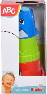 Simba 104010183 – ABC-Eimer mit stapelbarem Glas, Eimer und farbiges Glas mit Bachlauf und Wasserrad, 3 Stück, 23 cm, ab 12 Monaten Babyspielzeug Naty Shop