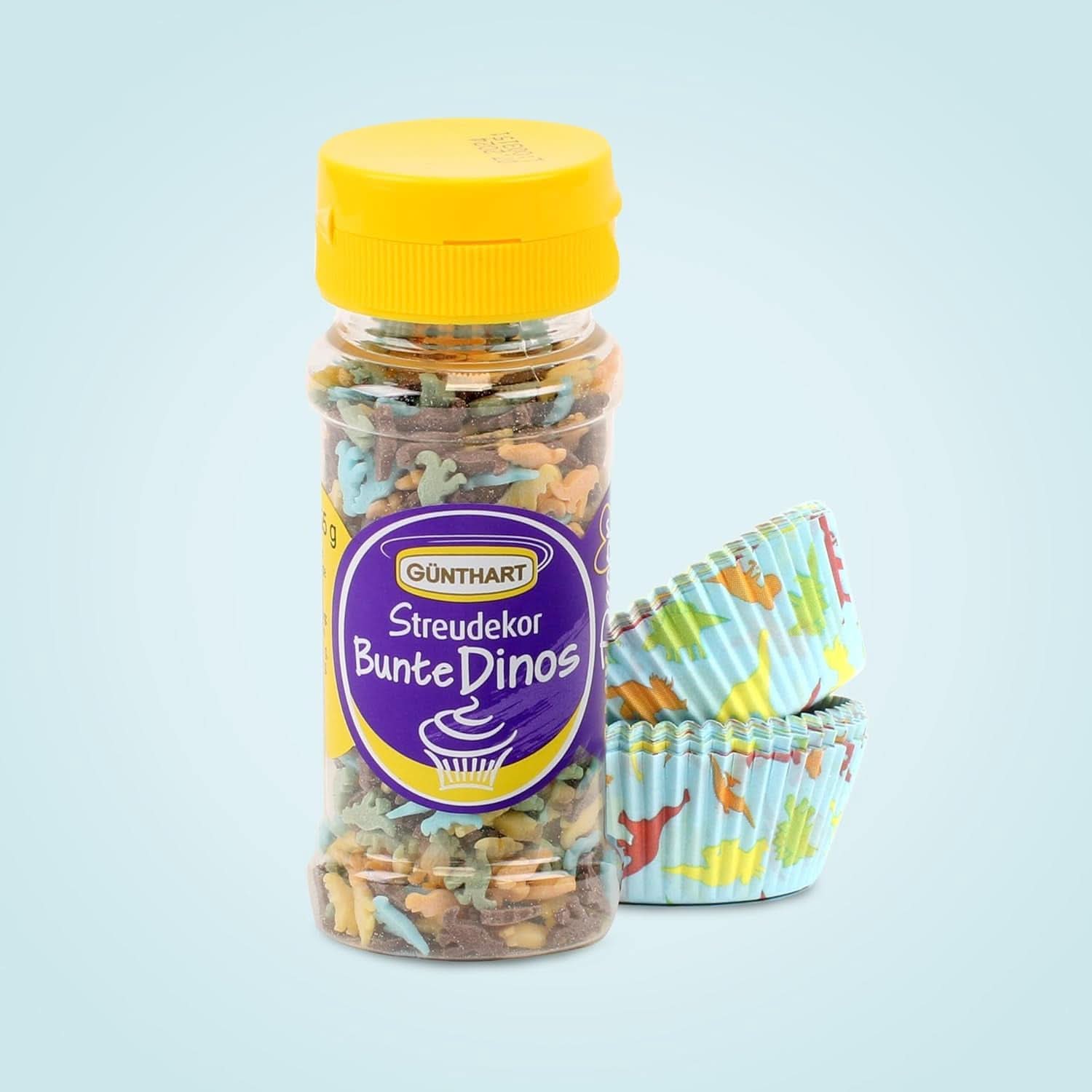 Günthart Dino-Set, 55 Gramm + 50 Cupcake-Förmchen aus Papier Sprinkles Naty Shop