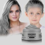 COLAYERIST Temporäre, waschbare schwarze Haarfarbe, Haarfärbewachs für Männer und Frauen, Haarwimperntusche für Party oder Cosplay, saubere Haarfärbeprodukte, Naty Shop Haarfärbemittel Silbergrau