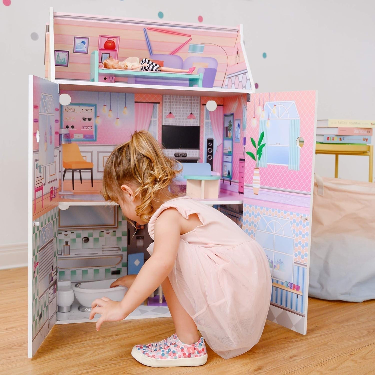 Olivias Little World Glasshouse Kids 12" Puppenhaus & 10 Puppenzubehör 3,5" Multi Td-12518D Puppenhäuser Naty Shop