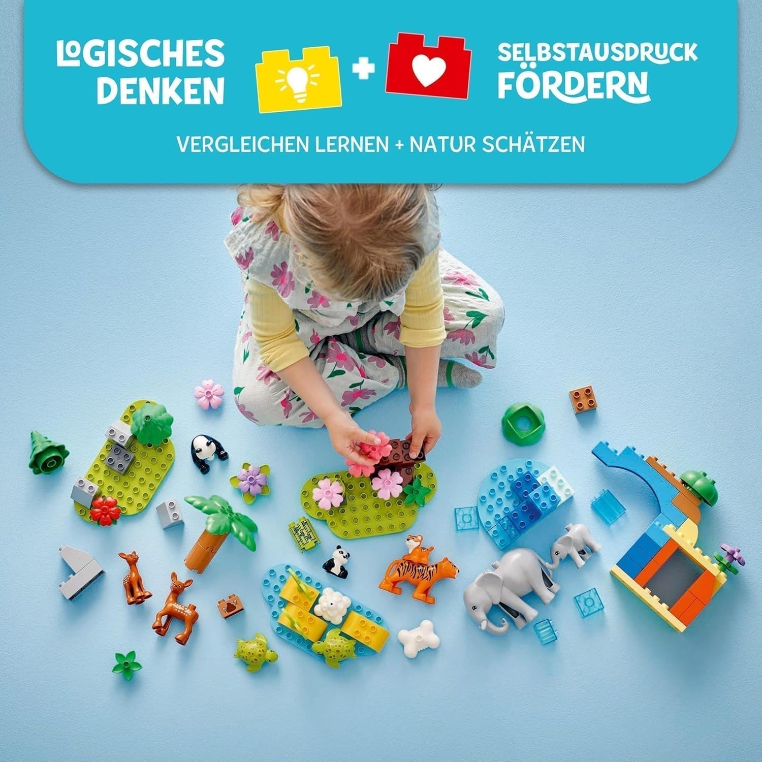 LEGO DUPLO Town Wild Animal Families 3-in-1-Set, Lernspielzeug für Kleinkinder mit Schildkröten, Tigern, Elefanten, Hirschen, Pandas, Set für Vorschulkinder ab 2 Jahren, Bauspielzeug mit Tierfiguren 10446 Bausets Beuche den LEGO-Store