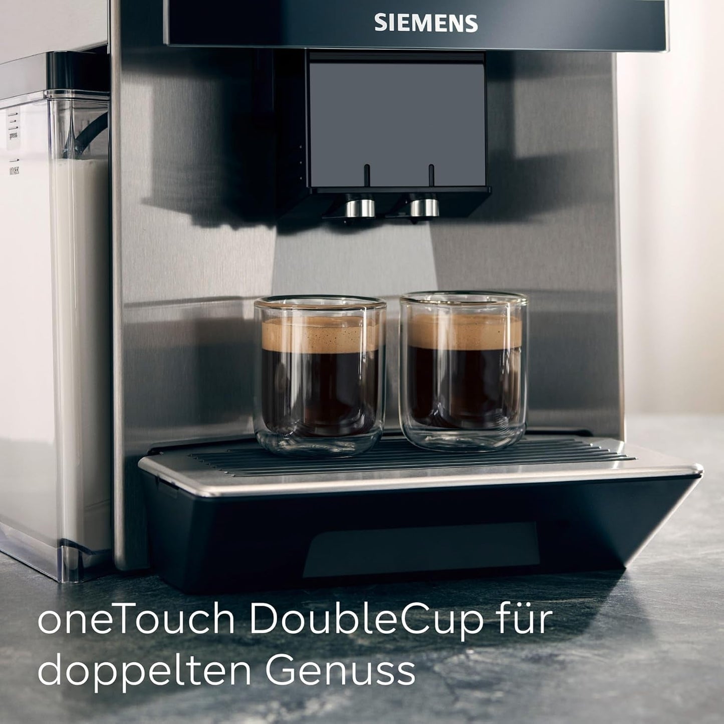 Siemens EQ900 TQ903D03 Automatische Espressomaschine, App-Steuerung, intuitives Touch-Display, Barista-Modus, AromaBoost, Geräuschreduzierung, Premium-Mahlwerk, automatische Dampfreinigung, 1500 W, Edelstahl