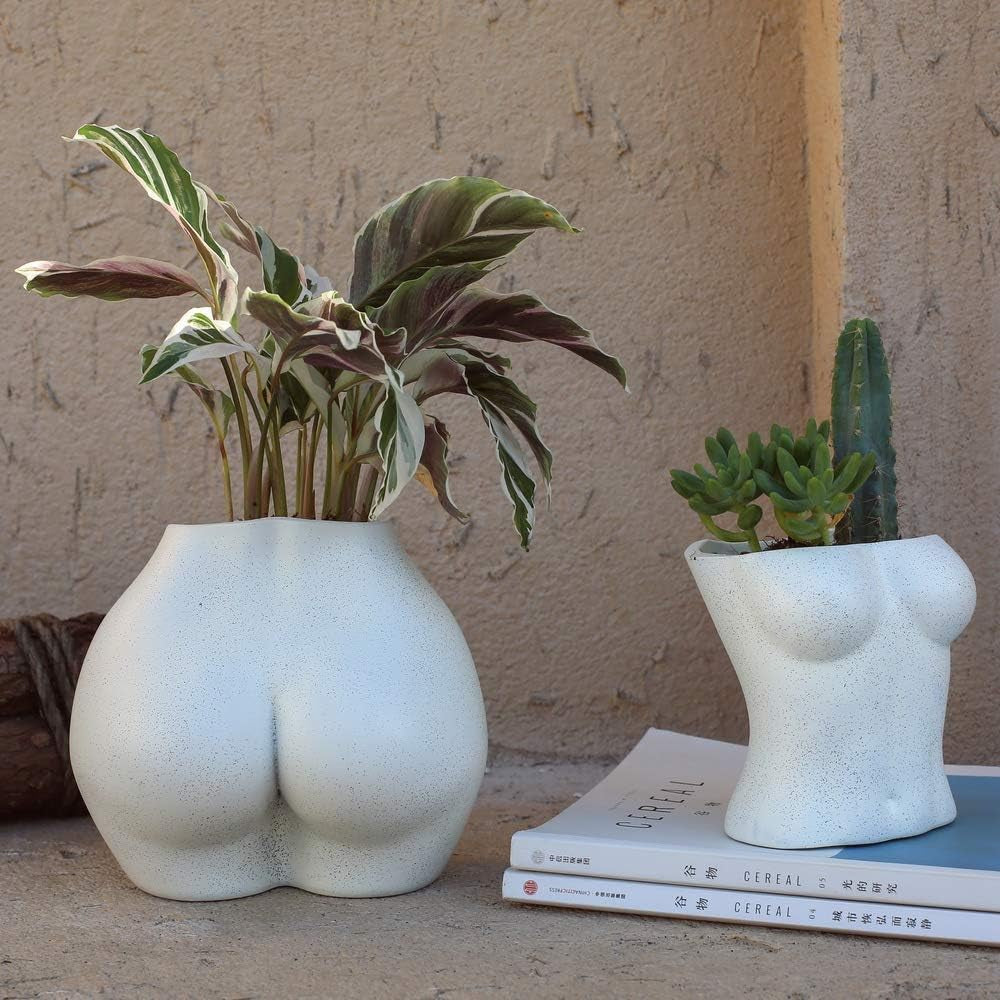 Künstliche Körpervase, weiblicher Körper-Blumentopf mit Drainagelöchern, moderner Kunstharz-Blumentopf, modernes Boho-Design, künstliche Topfpflanze für Innendekoration