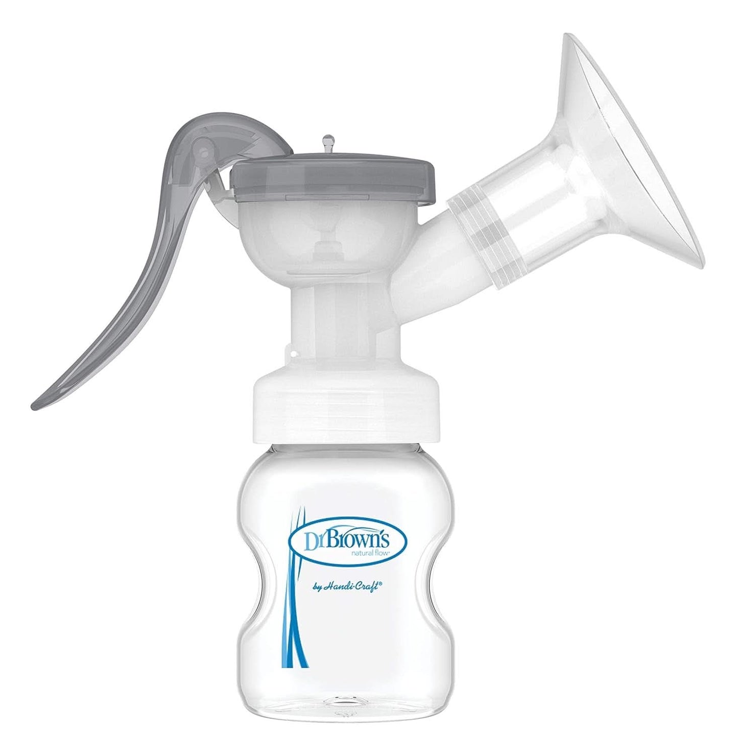 Manuelle Milchpumpe mit Softshape-Schutz aus 100 % Silikon (B, 25-mm-Flansch) und Anti-Kolik-Optionen + 150-ml-Weithalsflasche mit langsam fließendem Sauger der Stufe 1 Zubehör Essen und Stillen Bebe Naty Shop