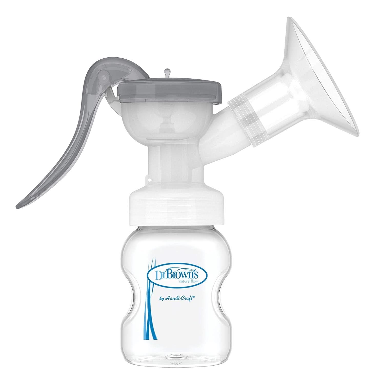 Manuelle Milchpumpe mit Softshape-Schutz aus 100 % Silikon (B, 25-mm-Flansch) und Anti-Kolik-Optionen + 150-ml-Weithalsflasche mit langsam fließendem Sauger der Stufe 1 Zubehör Essen und Stillen Bebe Naty Shop