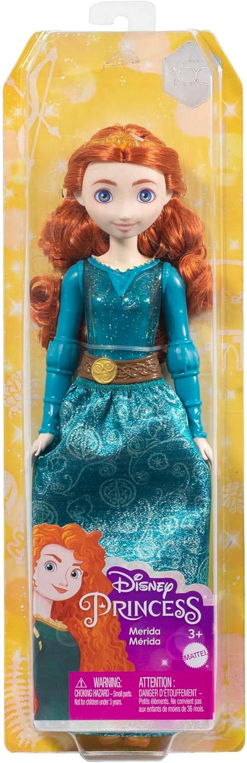 Mattel Disney Princess Toy Merida, handgefertigte Puppe mit glitzernder Kleidung und Accessoires, inspiriert von Disney- und Pixar-Filmen, Kindergeschenk HLW13