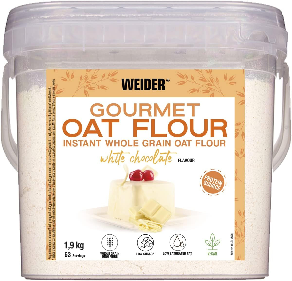 Weider Gourmet Haferflocken (1,9 kg) Brownie-Geschmack. Vollkorn-Haferflocken. Proteinquelle mit niedrigem Zuckergehalt.