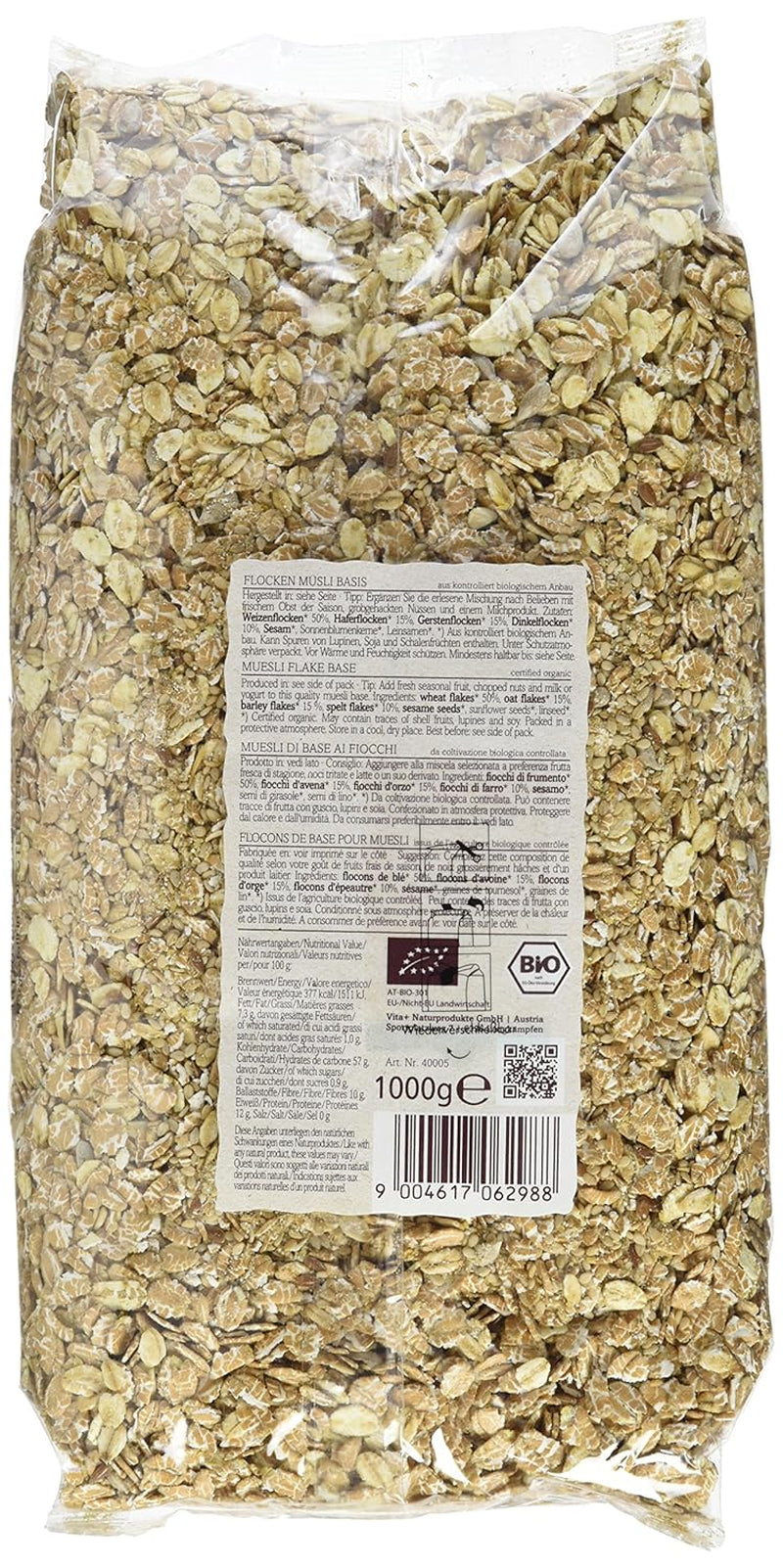 Verival Flocken Basis Müsli - Bio, 6er Pack (6 x 1 kg) Getreide Naty Shop