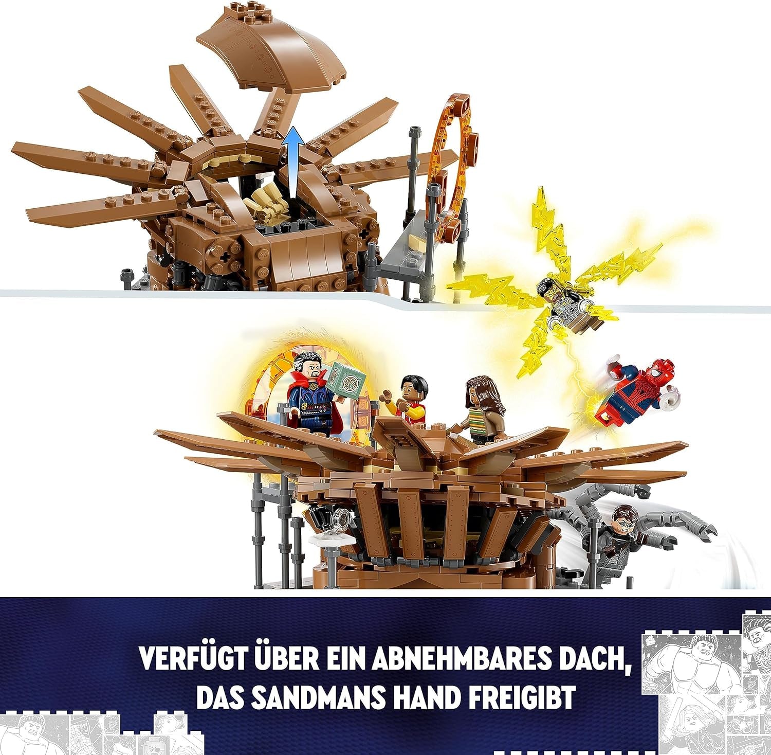LEGO 76261 Marvel Spider-Mans großer Showdown, Spider-Man: No Way Home, Set mit 3 Minifiguren Peter Parker plus Green Goblin, Electro, Sandman, Ned, Doctor Strange und MJ, Sammelmodellbausätze Besuchen Sie den LEGO-Store