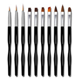 Nail Art Pinsel Set, 10 Stück Nageldesign Malerei Pinsel, Professionelle Nail Art Design Pinsel, Nail Fine Liner Pinsel, Schwarz