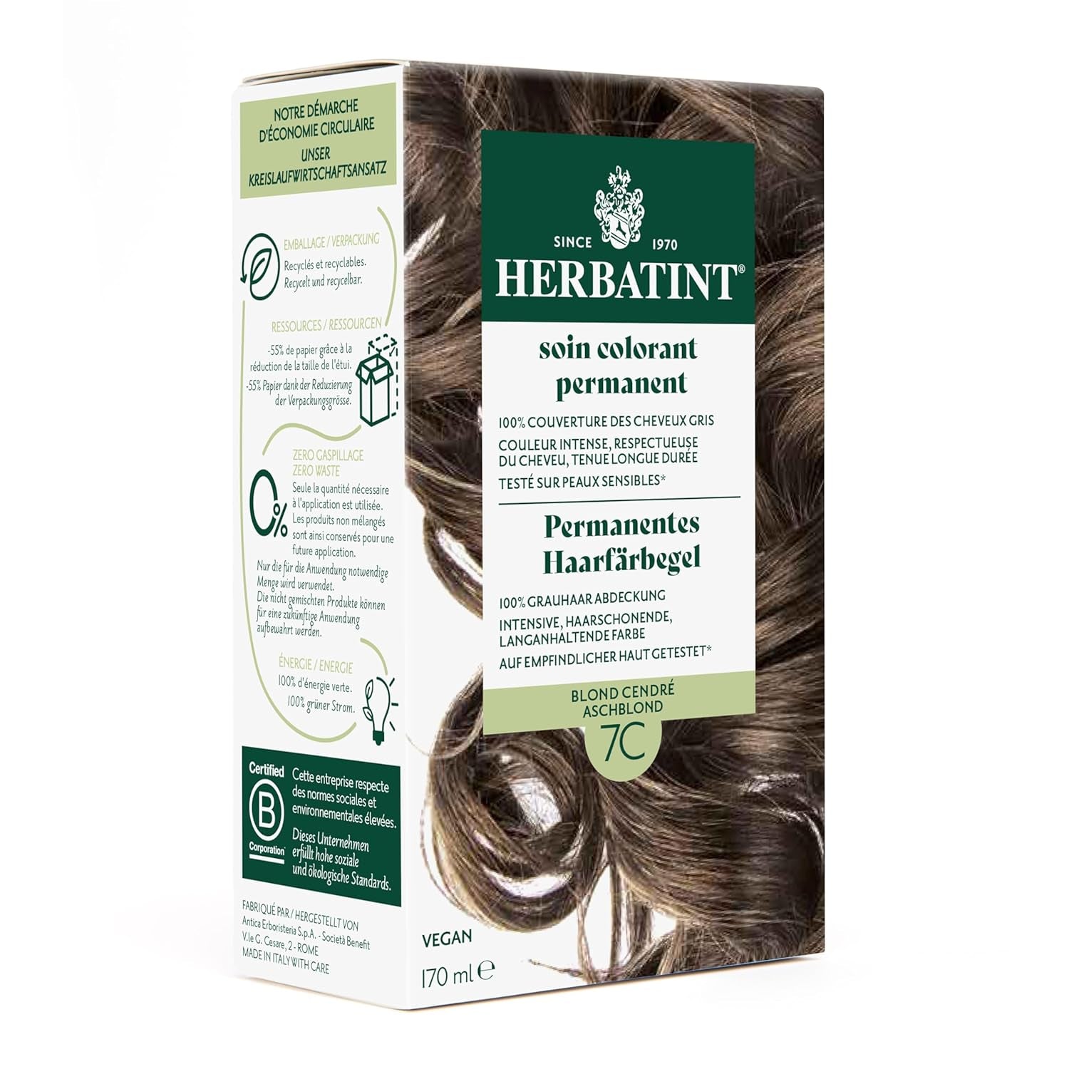 Permanentes Haarfärbegel 6N Dunkelblond – 170 ml I Ammoniakfrei, 100 % Abdeckung grauer Haare I Getestet auf empfindlicher Haut, mit 8 Pflanzenextrakten