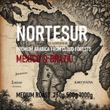 Norte Sur Kaffee, starker Kaffee zum täglichen Mahlen. 100 % Arabica aus Mexiko und Brasilien.